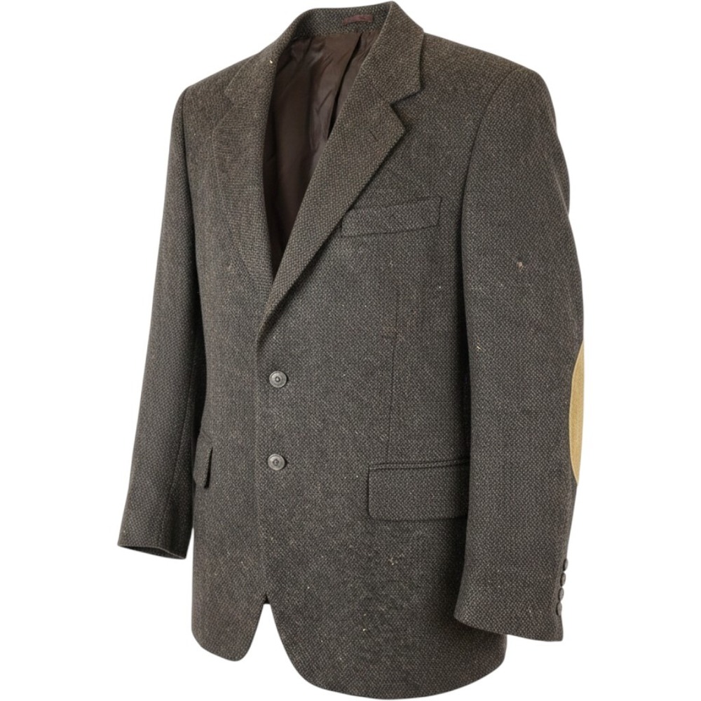 Courtenay Blazer Jacket Mens 38R Brown Tweed Wool Single Breasted Elbow Patches
